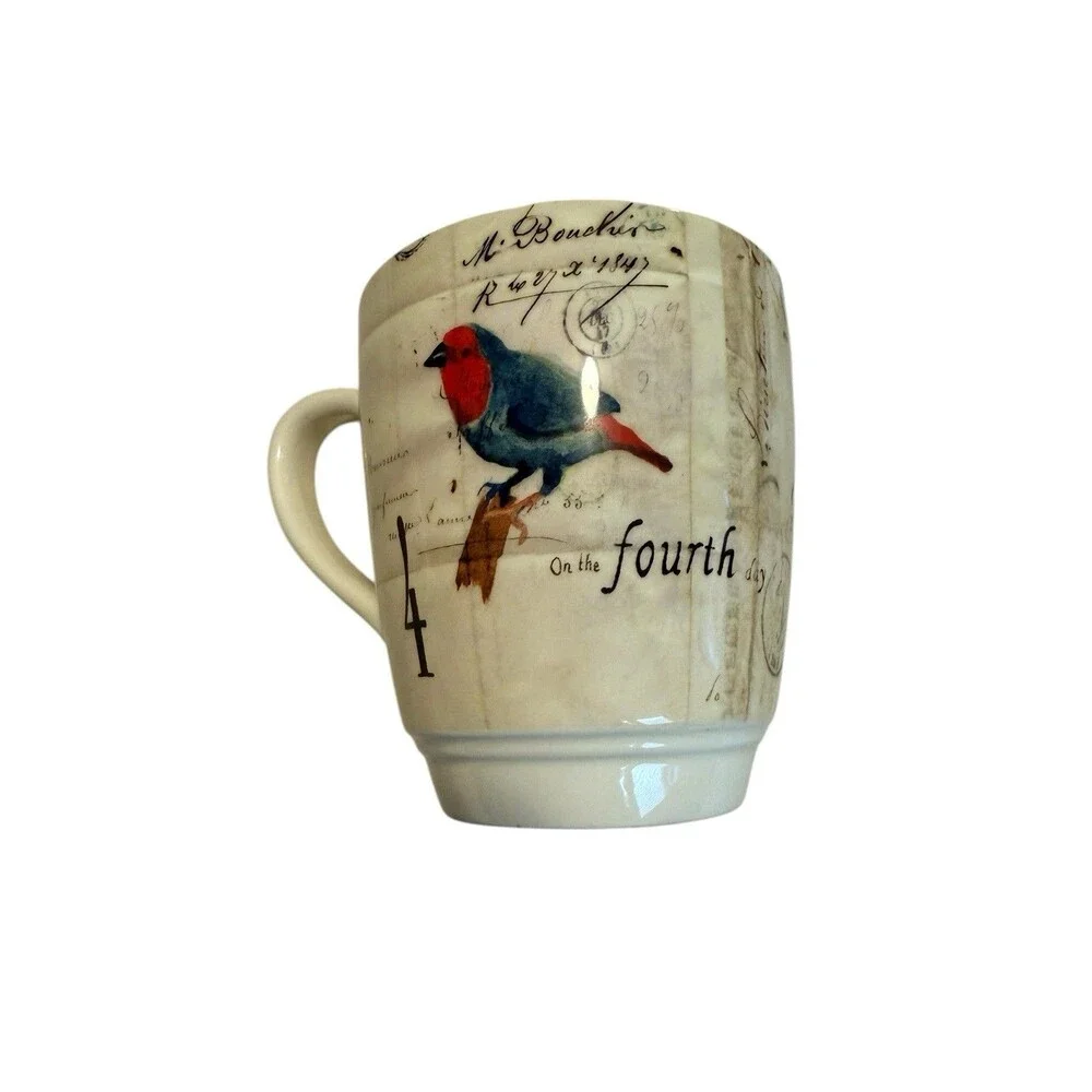 Williams Sonoma 3rd & 4th Day Of Christmas Mug 2010 French Hens Calling Birds